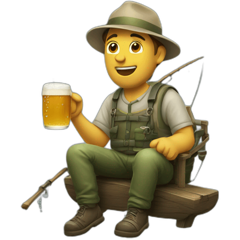 man fishing and drinking beer emoji