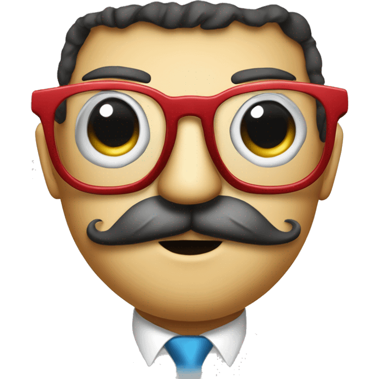 a portrait of a robot that tries to disguise as a human by having a fake nose, fake mustache and fake glasses emoji