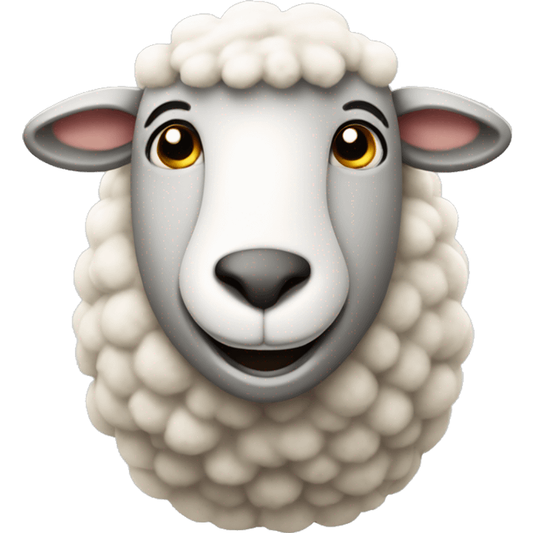 A sheep with a cheesy smile emoji