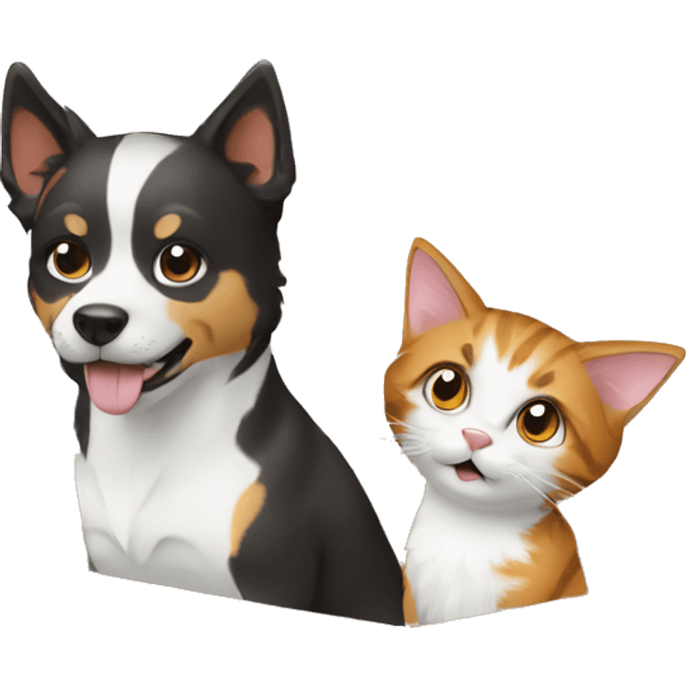 a dog and a cat in an amazon cardboard shipping box emoji