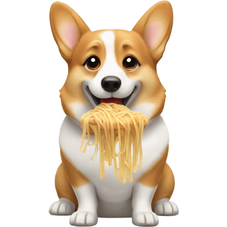 Corgi eating spaghetti  emoji