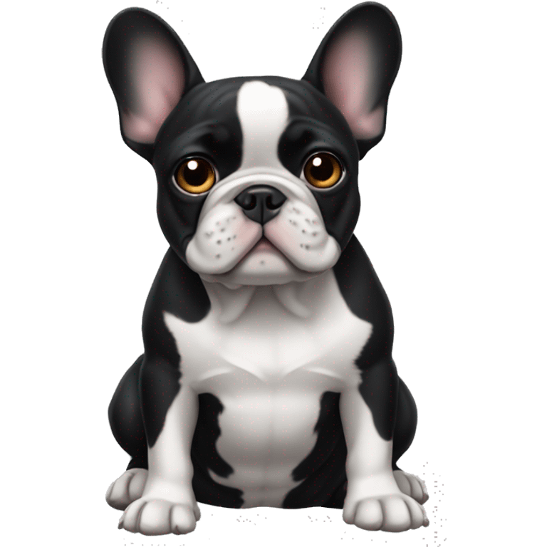 Black and small french bulldog with one ear down  emoji