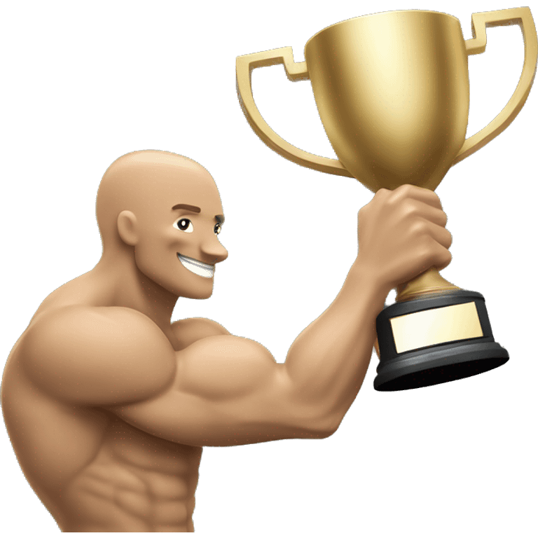 A flexing arm with a trophy for achieving fitness goals. emoji