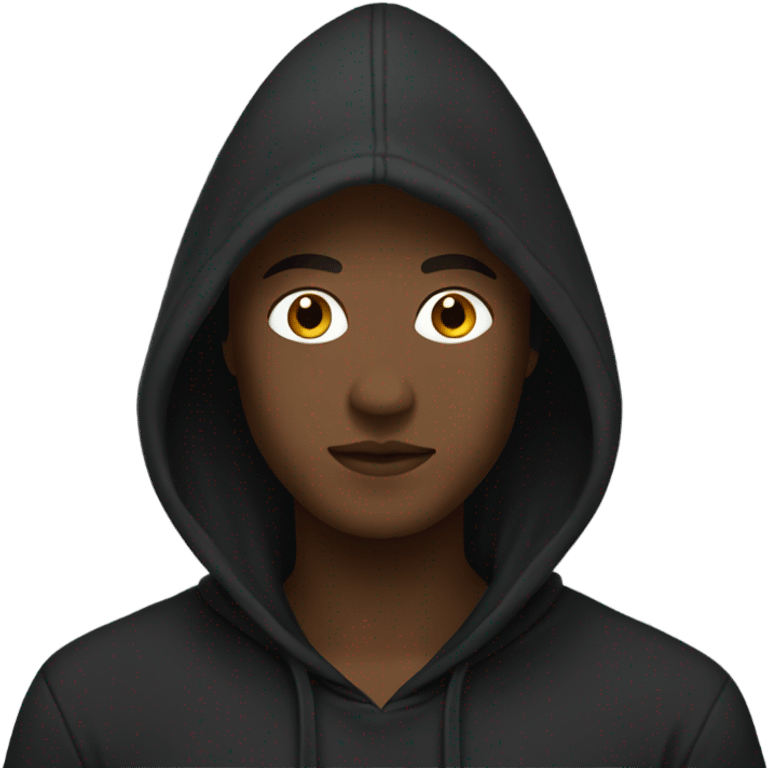 “Black hoodie emoji, minimalist style, simple design with a hood, long sleeves, and no logos or patterns, transparent background.” emoji