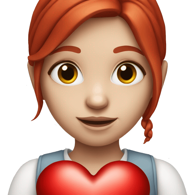 white red haired & eyed girl holding a heart emoji