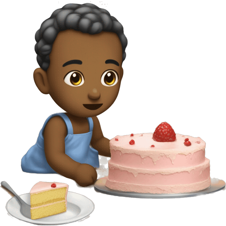 Bébé qui mange un gâteau emoji