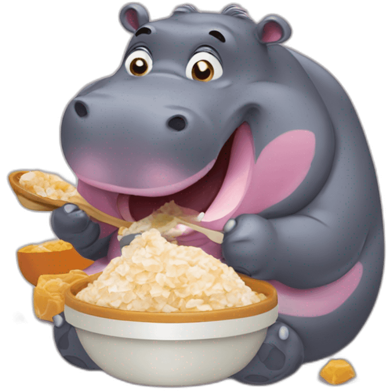 Hippopotamus eating halwa  emoji