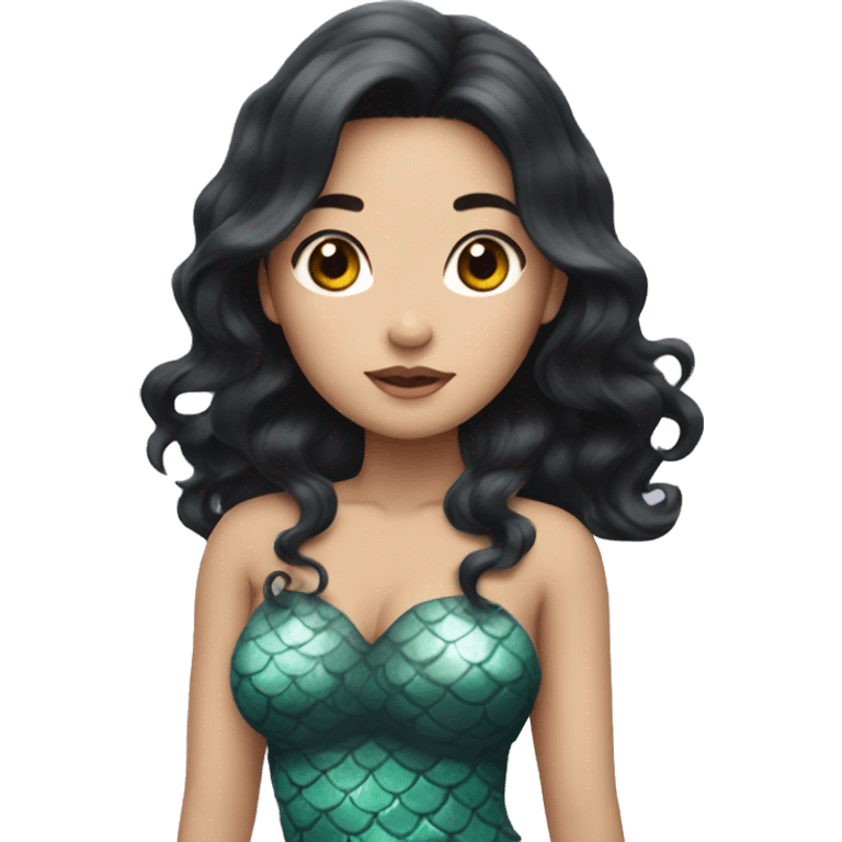 Asian mermaid with black wavy hair emoji