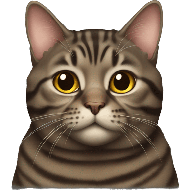 a fat dark brown tabby cat emoji