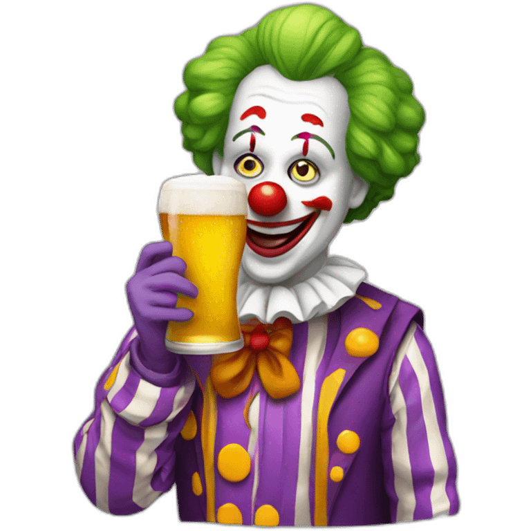 clown drinking beer emoji