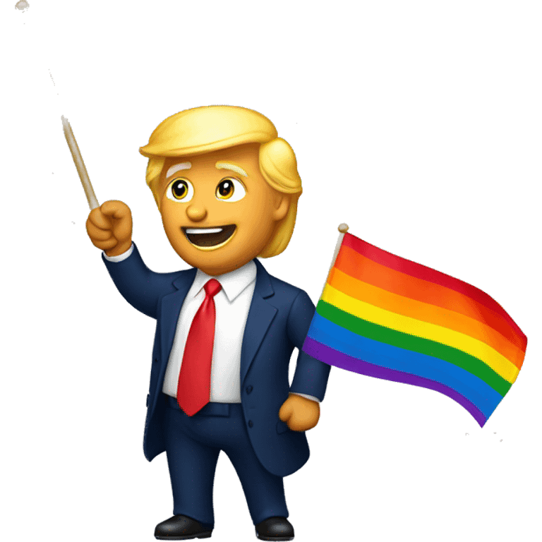 Donald Trump waving a gay flag emoji