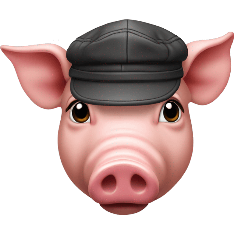 Pig head with leather Muir cap emoji