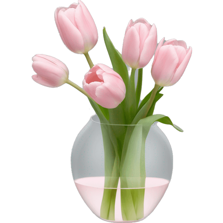 Pale pink tulips stem in clear vase emoji