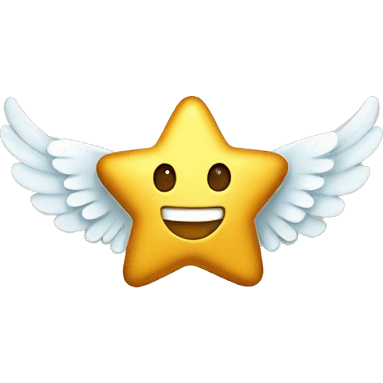 Golden smiling cute Star shape with angel wings  emoji