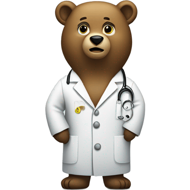 bear wearing lab coat with big question mark emoji