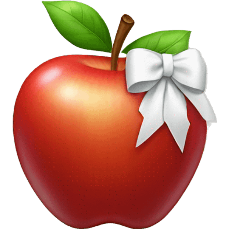 A red Apple with a white bow on the stem emoji