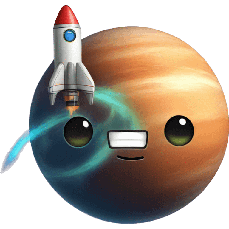 planet with rocket emoji