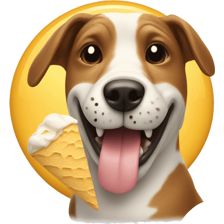 Dog eating icecream with cheese  emoji