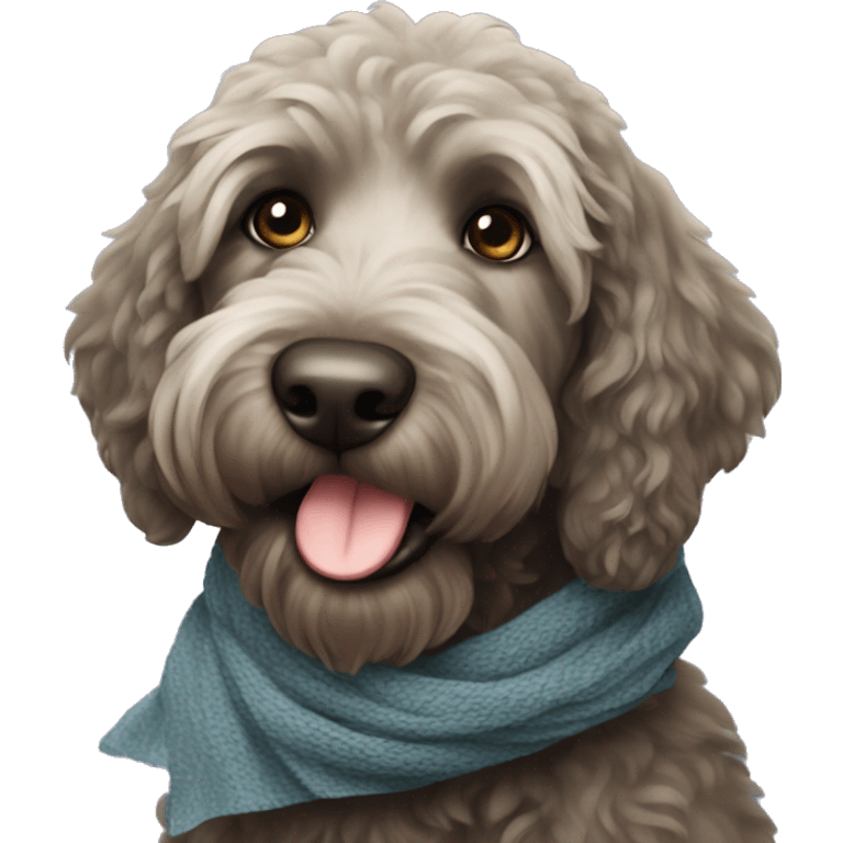 Black labradoodle with scarf emoji