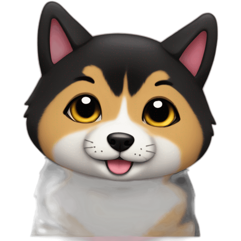 shibainu and black cat being-in-love emoji