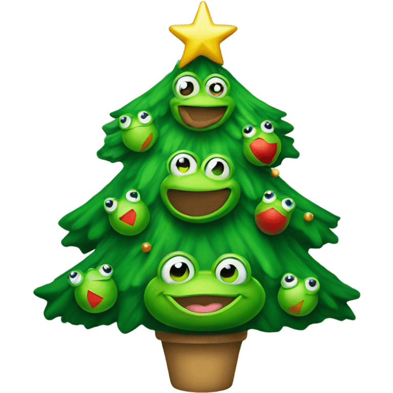 Christmas tree with frog ornaments emoji