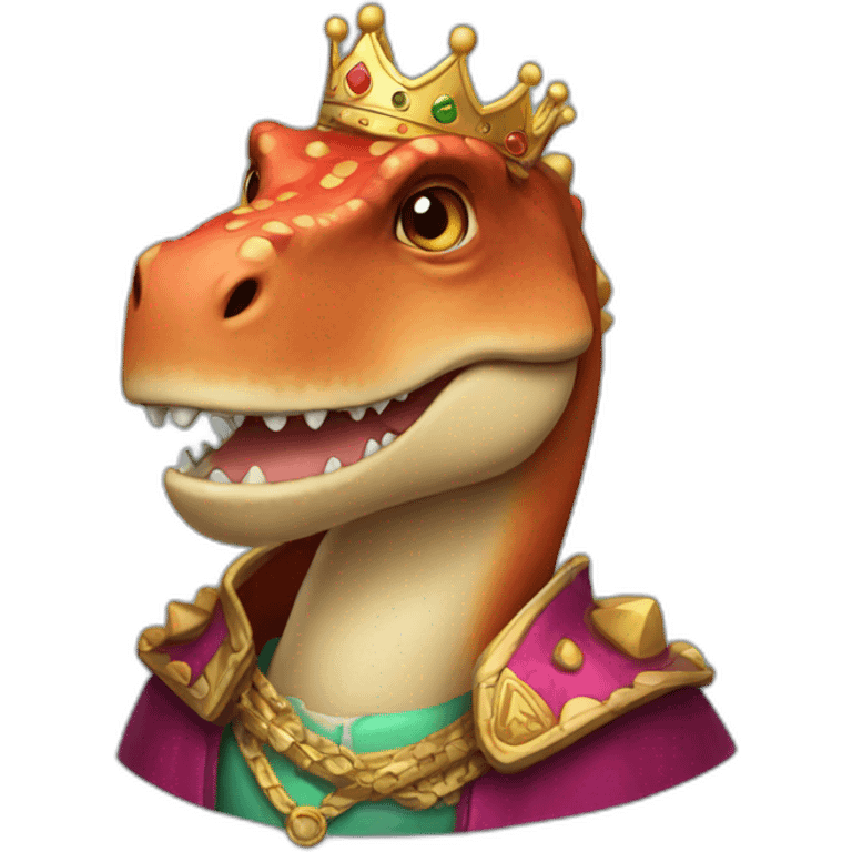 Dinosaur wearing king clothes and crown emoji