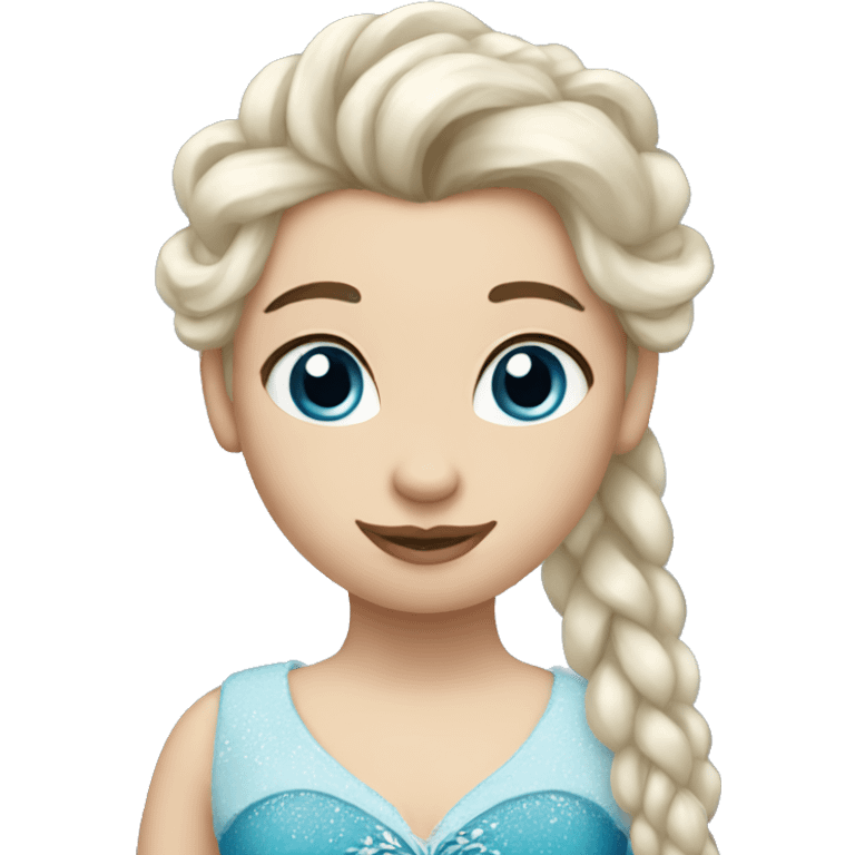 duck with hair like Elsa from frozen, white braids, blue eyes emoji