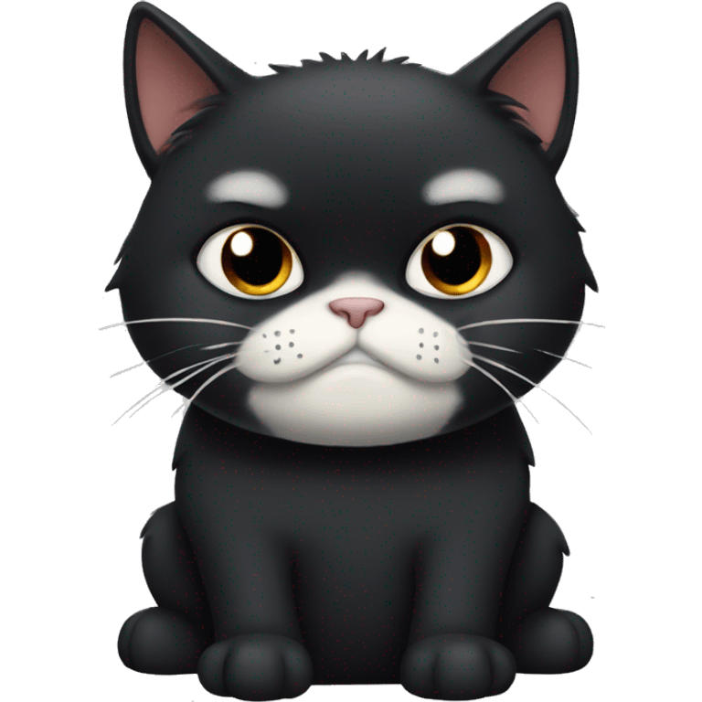 Grumpy Black cat with white chin emoji