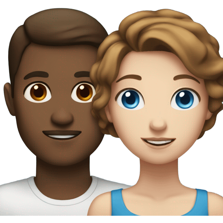 Male with blue eyes brown hair with female with brown hair and blue eyes  emoji