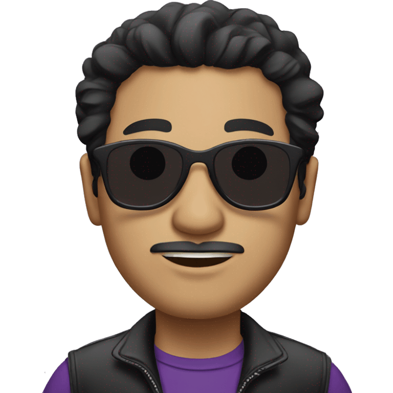 A man with black hair and purple shades emoji