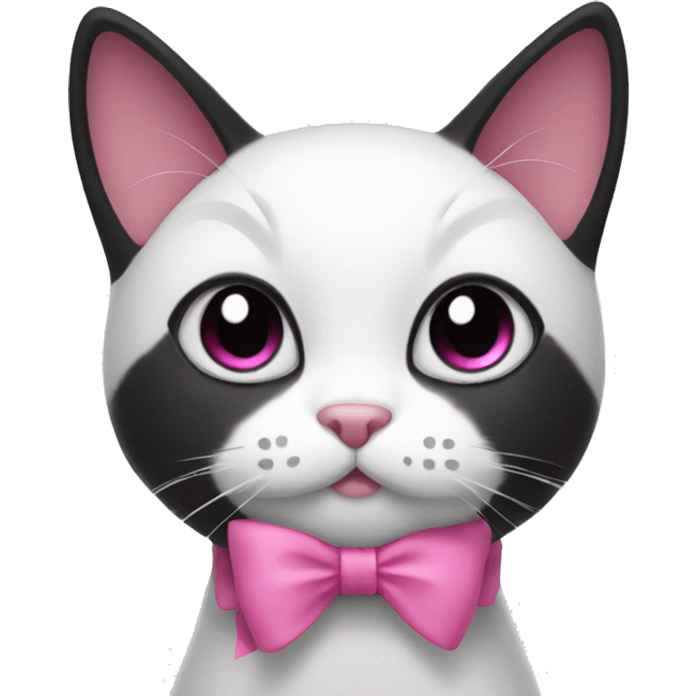 Black and white cat with pink bow emoji