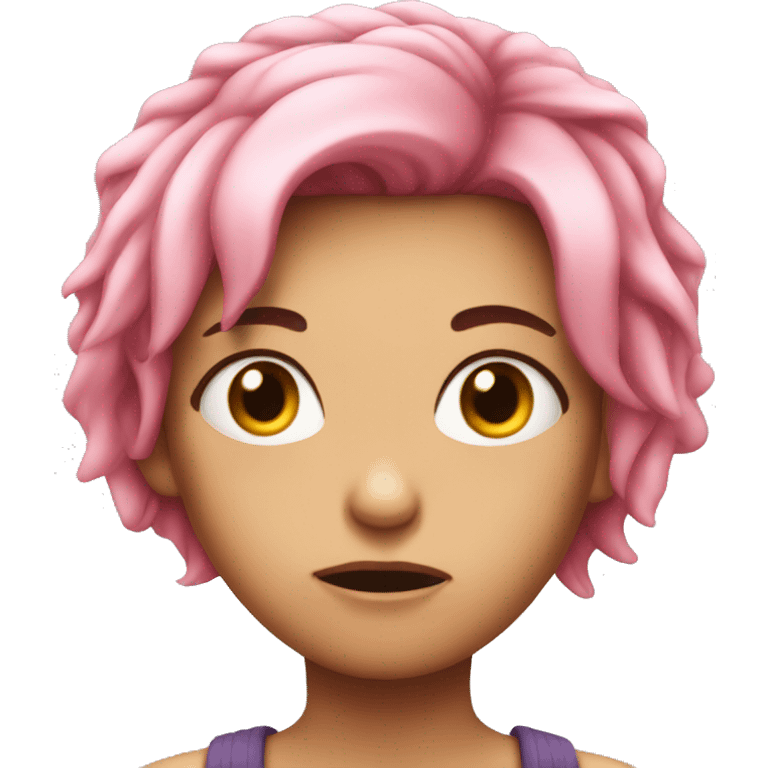 pink haired girl looking mad emoji