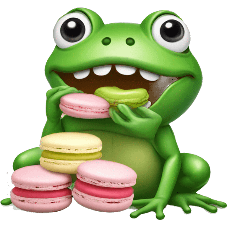 Frog eating macaron emoji