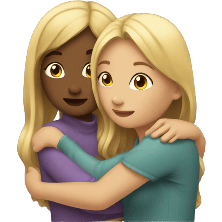 Two girls hugging romantically emoji