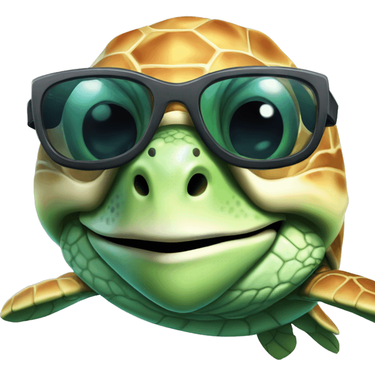 Sea turtle wearing sunglasses emoji