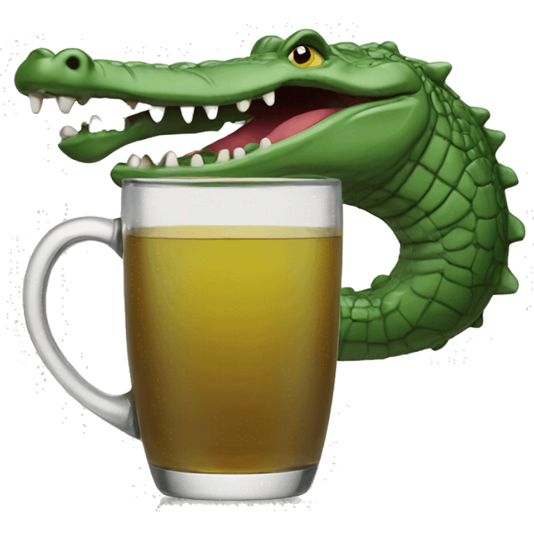 a crocodile sipping tee emoji