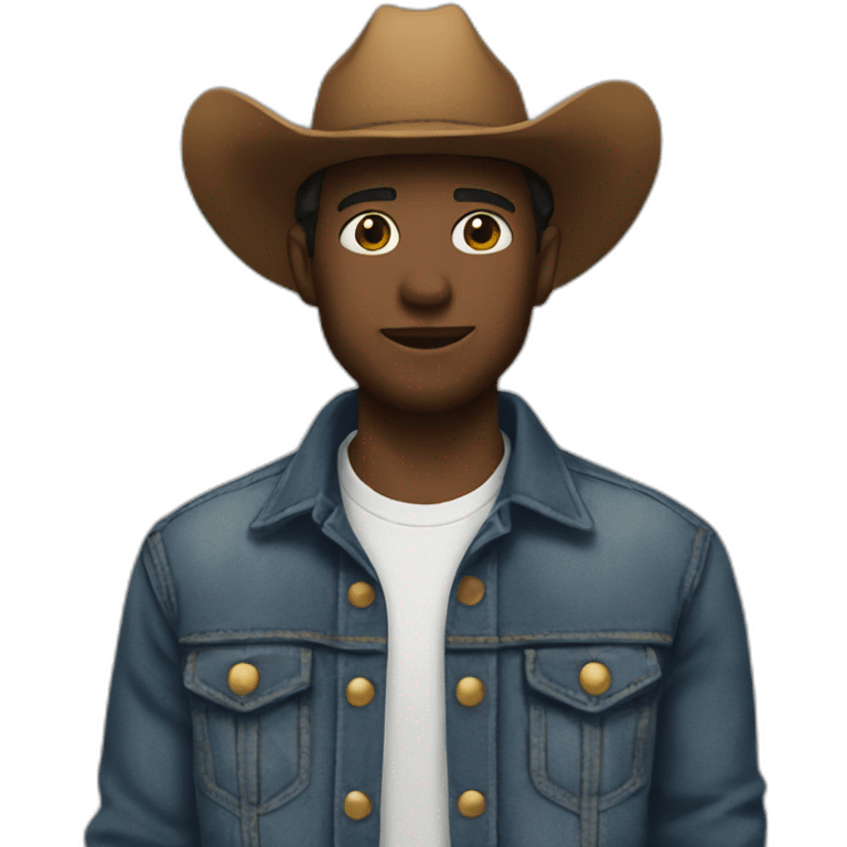 Cowboy wearing Jean jacket and flannel shirt  emoji