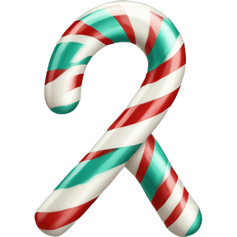 Realistic isolated single teal and white striped candy cane. emoji