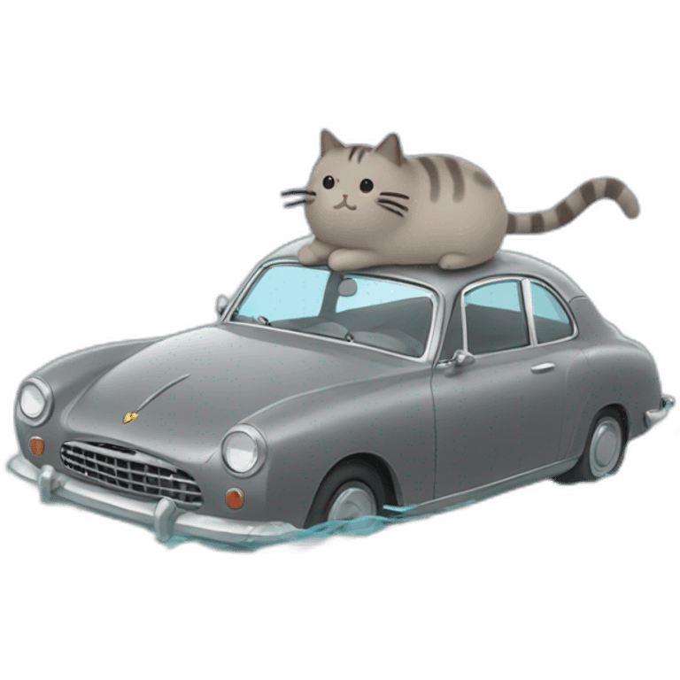 Pusheen diving a car emoji