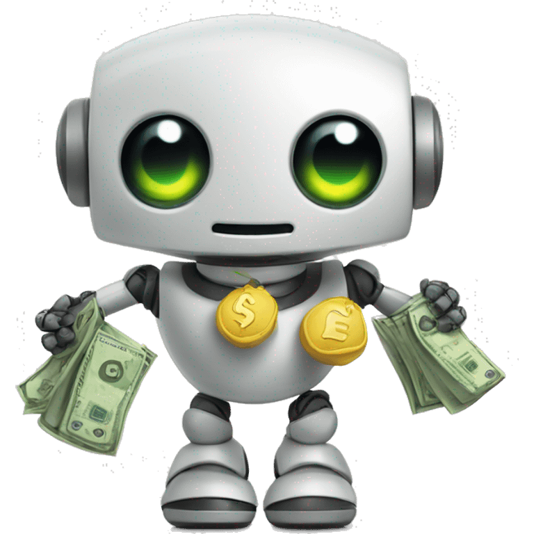 Cute robot with money bags emoji