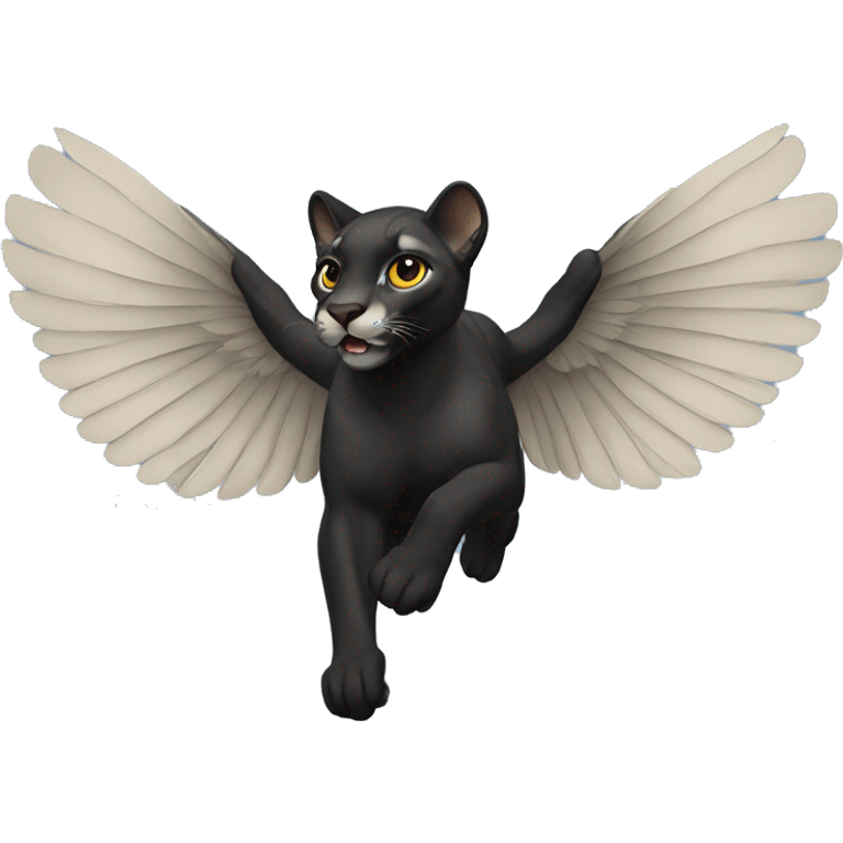 winged black puma flying emoji