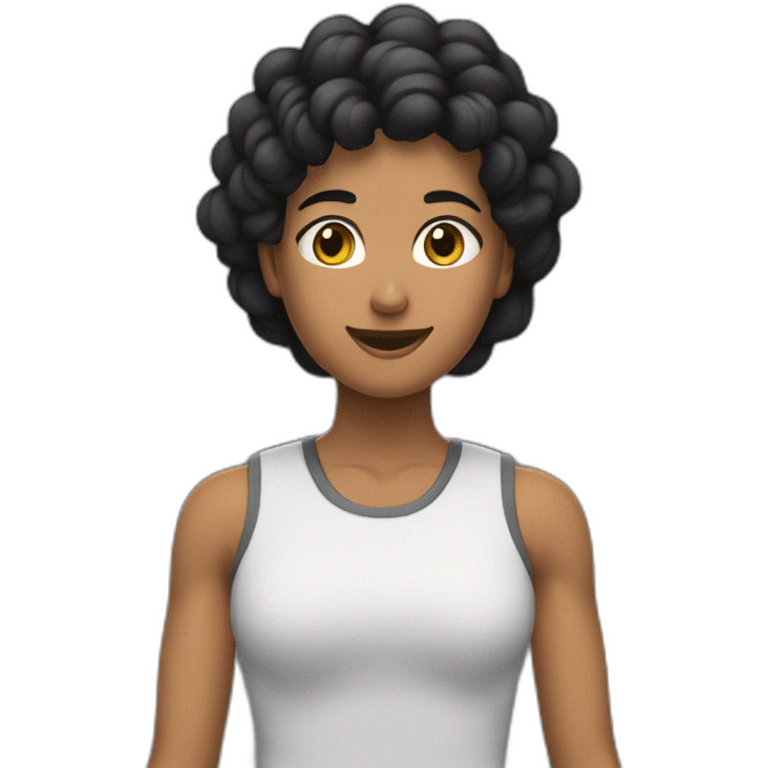 Persona de tes morena y pelo de color negro haciendo flexiones de brazos emoji