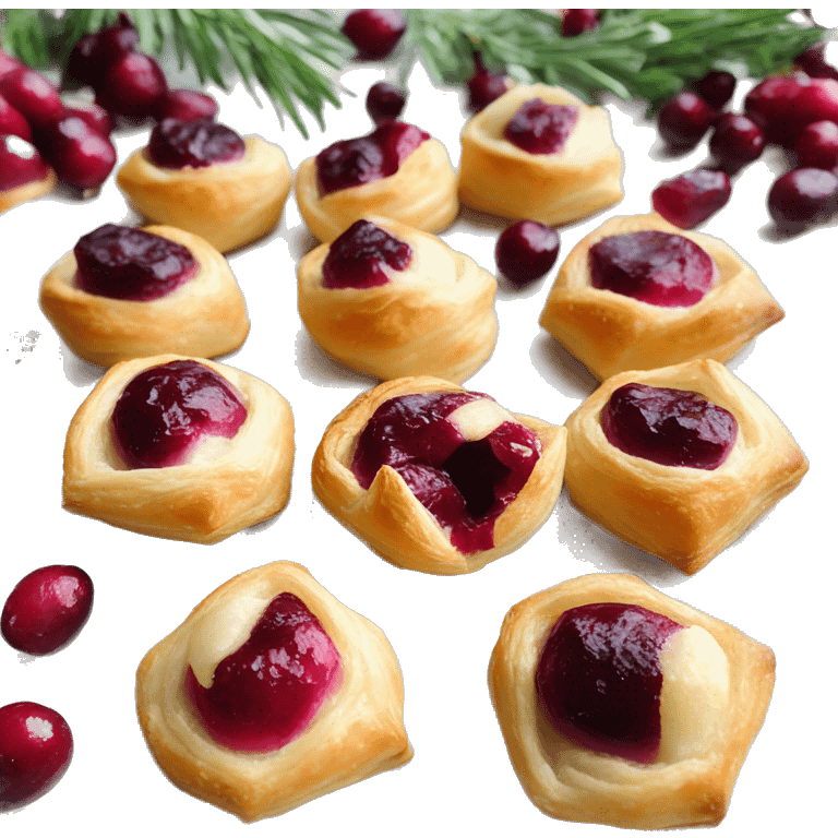 Cranberry brie puff pastry bites emoji