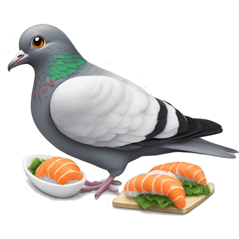 Pigeon eating sushi emoji