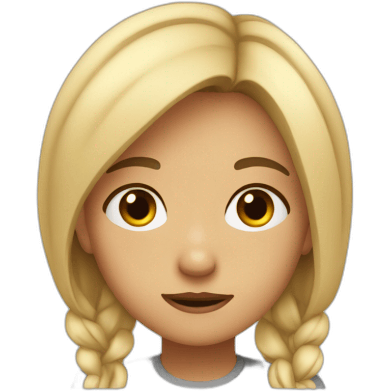 À young girl with blond hits and brown eyes who feel exasperated  emoji