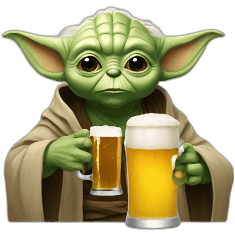 Yoda drinking a beer emoji