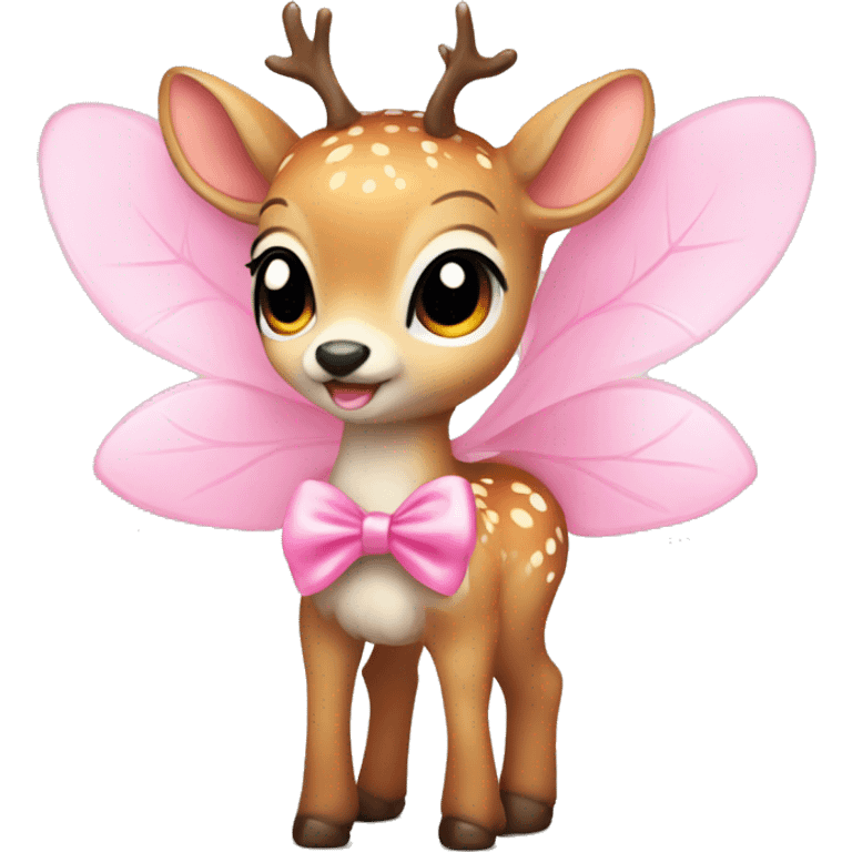 baby deer with fairy wings and a pink bow around its neck  emoji