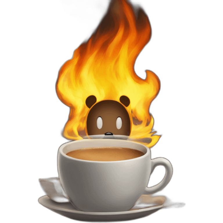 mickey mouse drinking coffee house on fire emoji