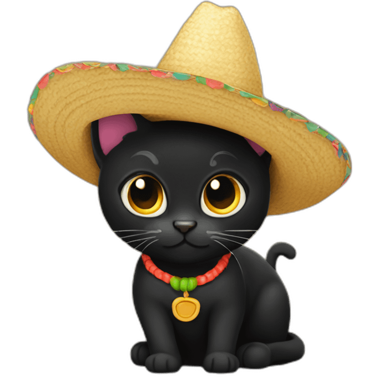 À black cat with a sombrero emoji