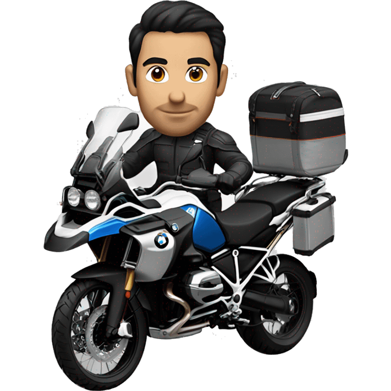 male dark hair no beard on a bmw gs 1250 adventure black emoji